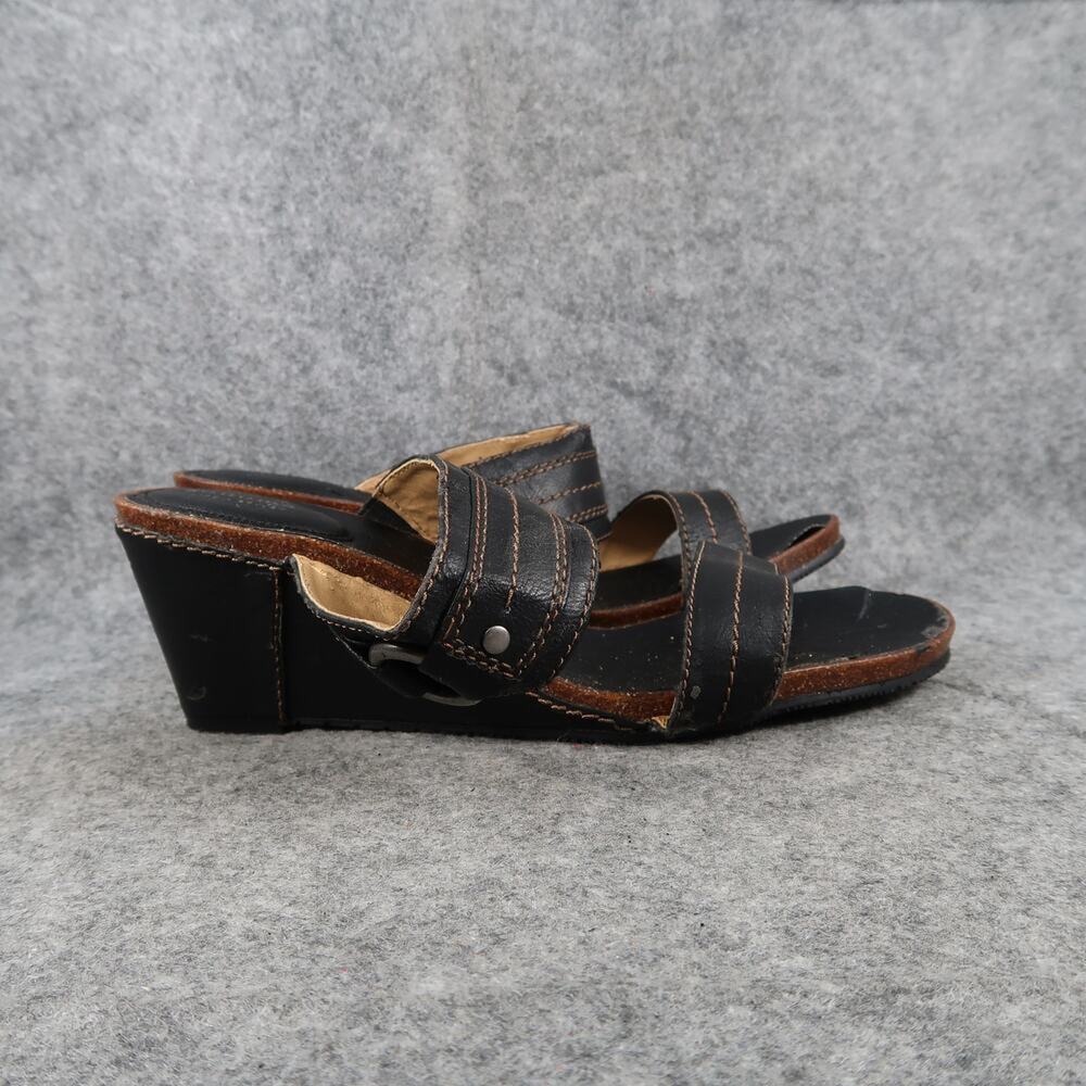 Sonoma Shoes Womens 11 Sandals Wedge Slip On Fashion Double Strap Slides Black